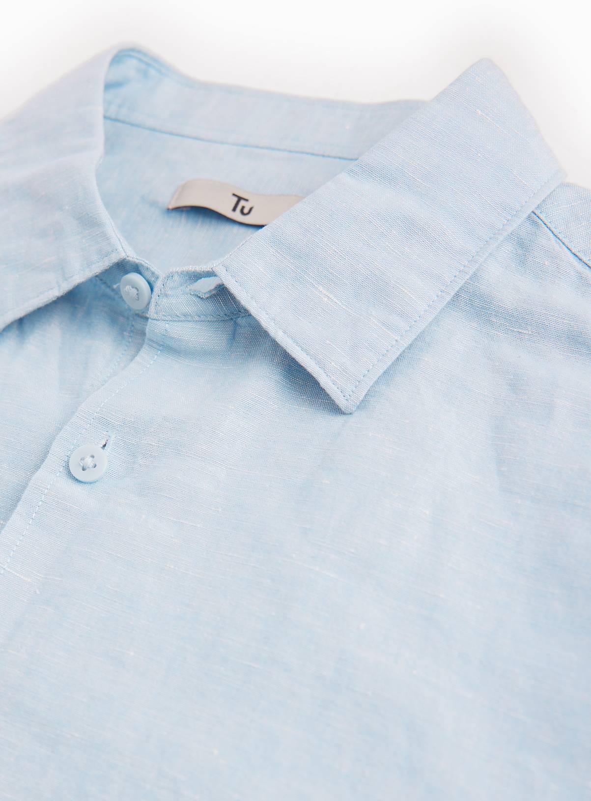 Light Blue Linen Blend Long Sleeve Button Up Shirt XXXL - Image 4